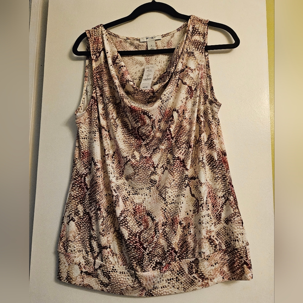 White House Black Market WHBM Women's Sleeveless Snake Print Top